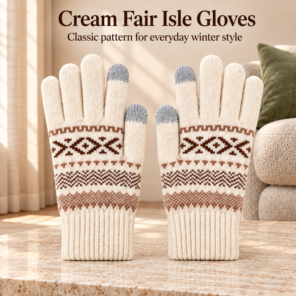 Aldenwyn™ Cream Fair Isle Gloves