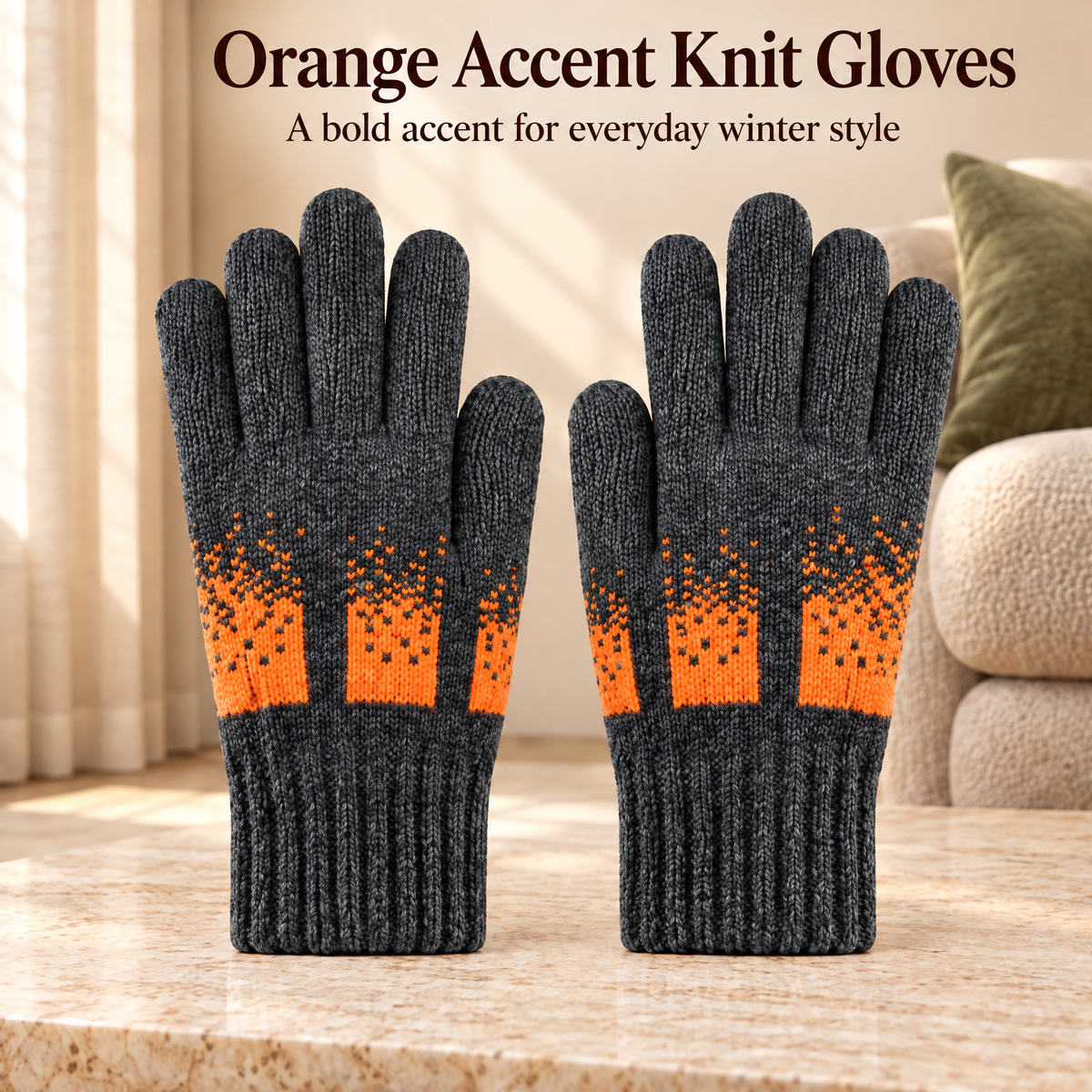Aldenwyn™ Orange Accent Knit Gloves