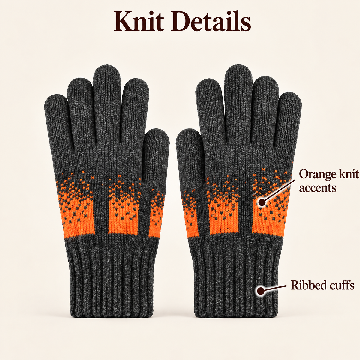 Aldenwyn™ Orange Accent Knit Gloves