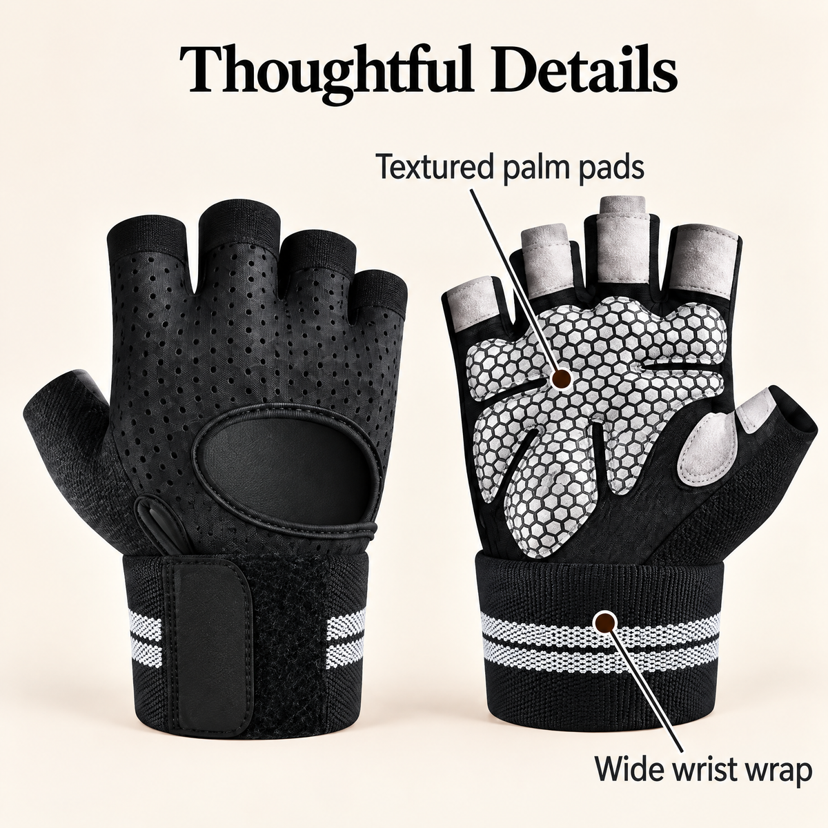Aldenwyn™ Black Wrist Wrap Training Gloves